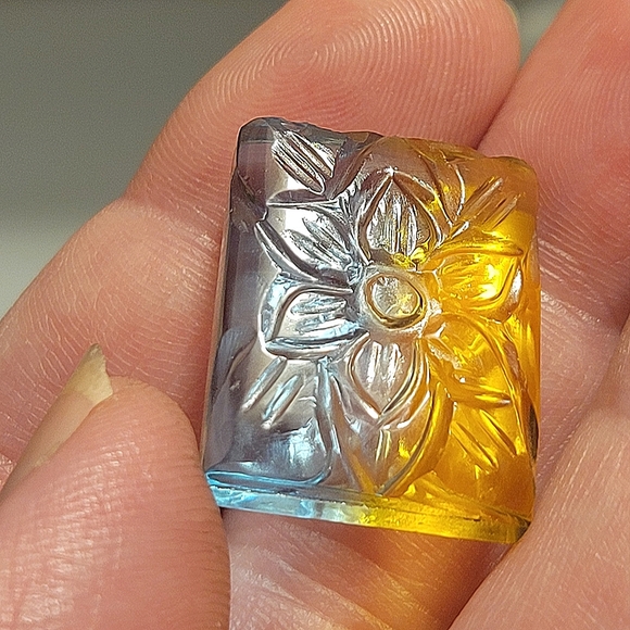 Natural Multi-color Tourmaline Hand Carved Flower Doublet 35.70ctw Gemstone - Picture 2 of 2